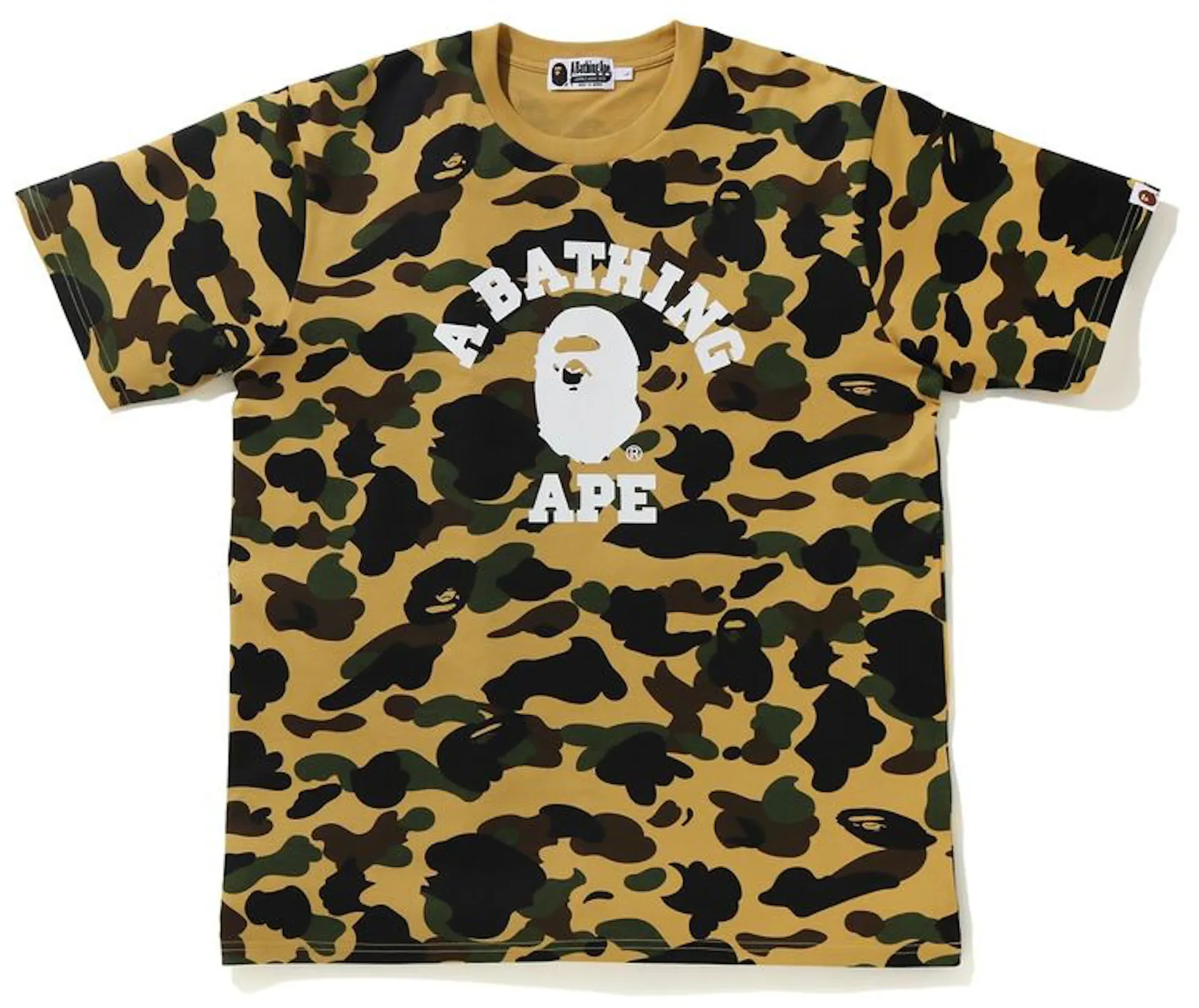 Bape College Wide Fit Tee 'Yellow Camo'