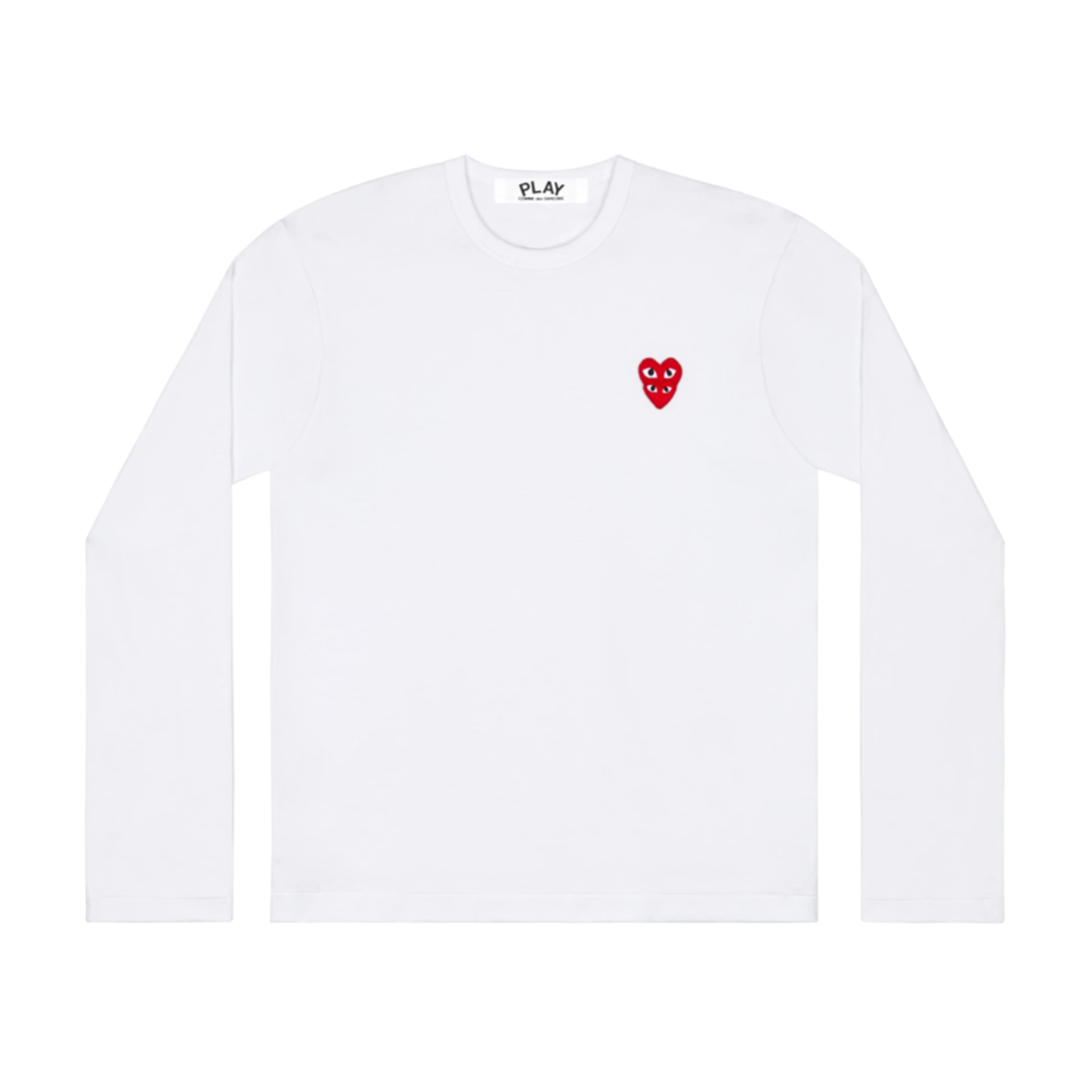 Play Comme Des Garcons Double Red Emblem LS T-Shirt White (Ladies')