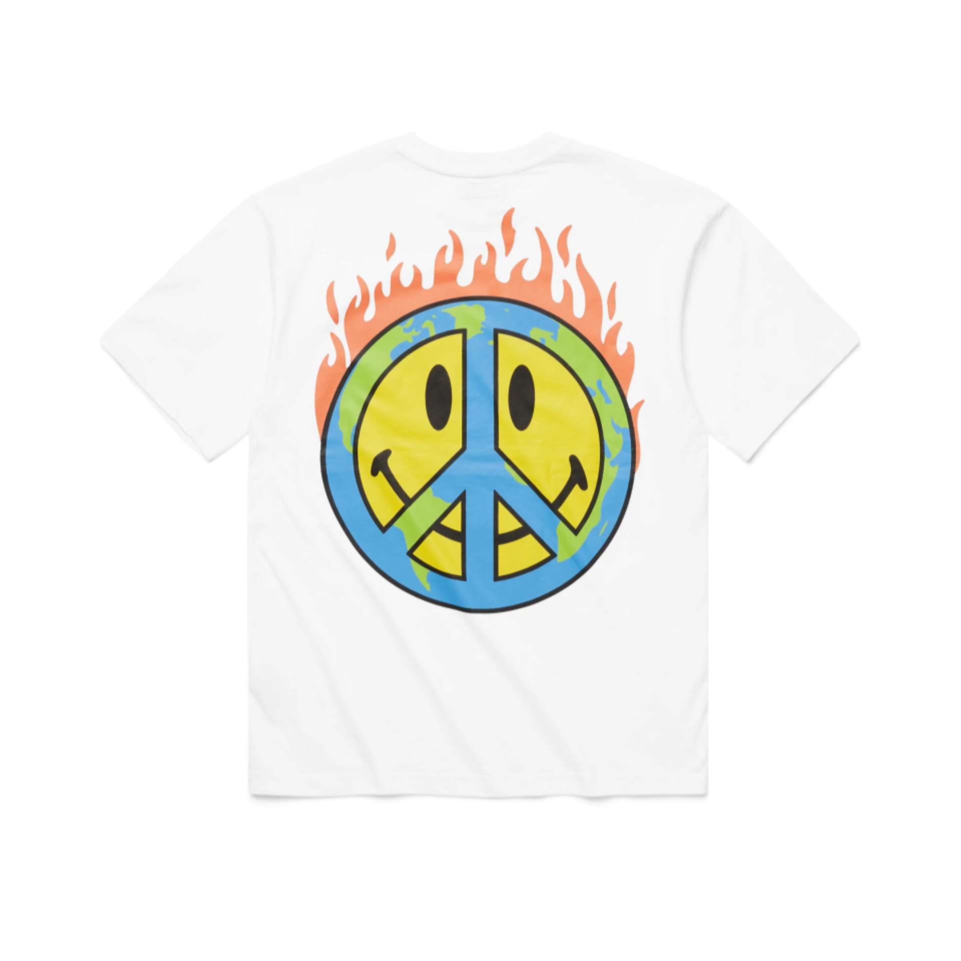 SMILEY EARTH ON FIRE T-SHIRT 'WHITE'
