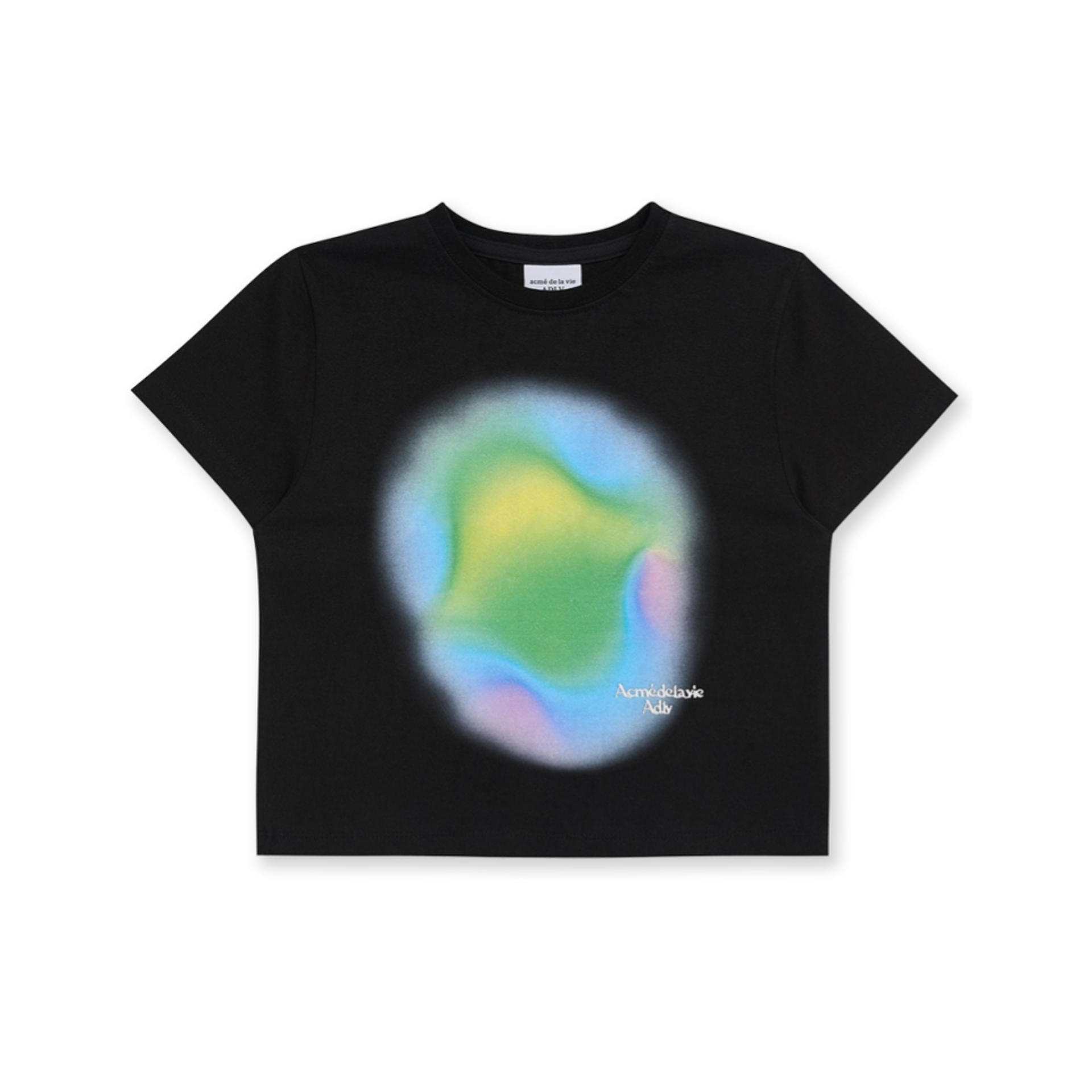 Acme De La Vie Rainbow Gradation Artwork Crop Top Short Sleeve T-shirt 'Black'