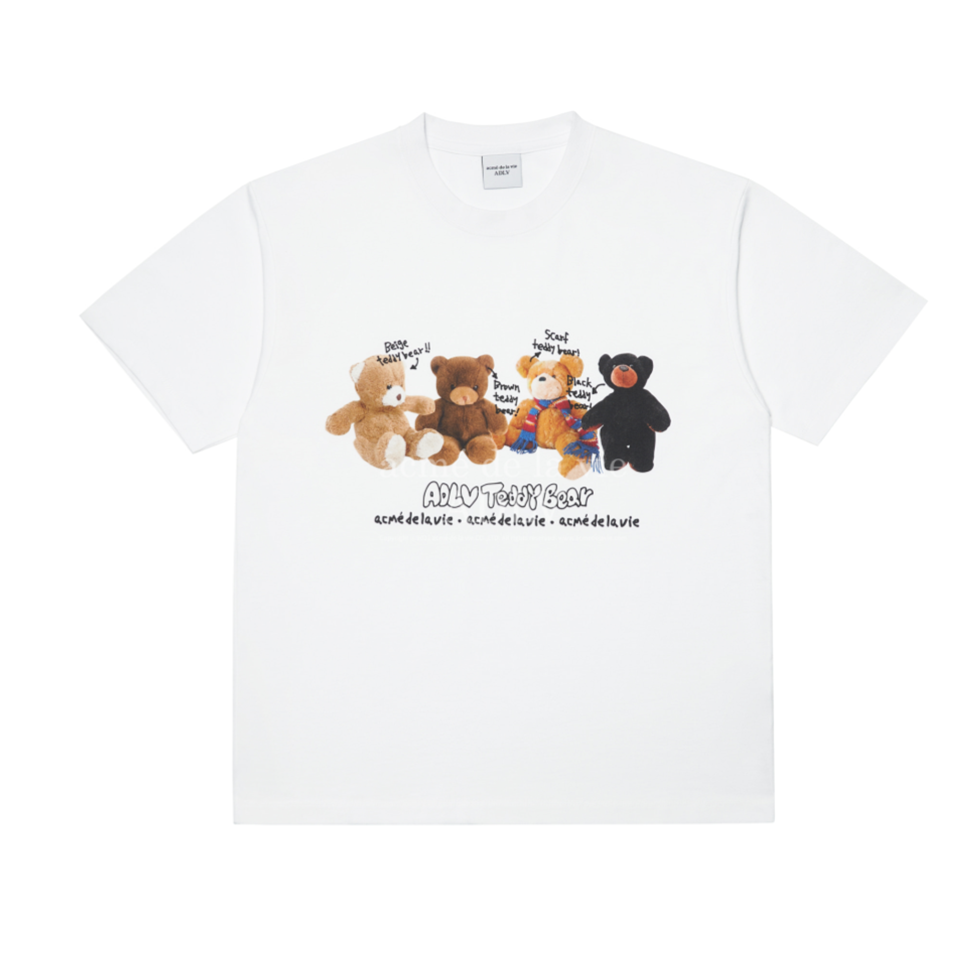 Acme De La Vie Teddy Bear Doll Friends Short Sleeve T-Shirt 'White' 