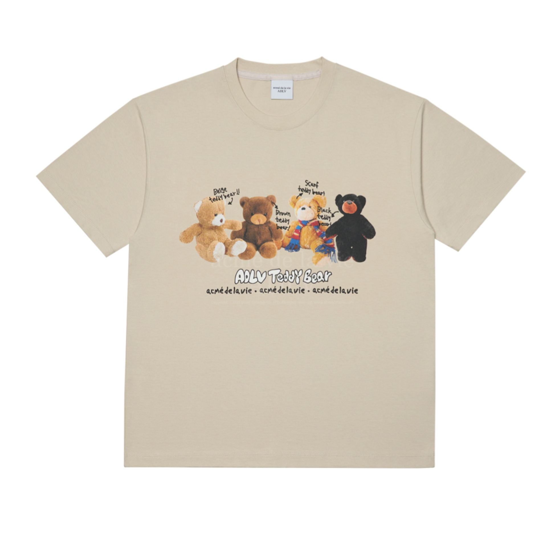 Acme De La Vie Teddy Bear Doll Friends Short Sleeve T-Shirt 'Beige' 