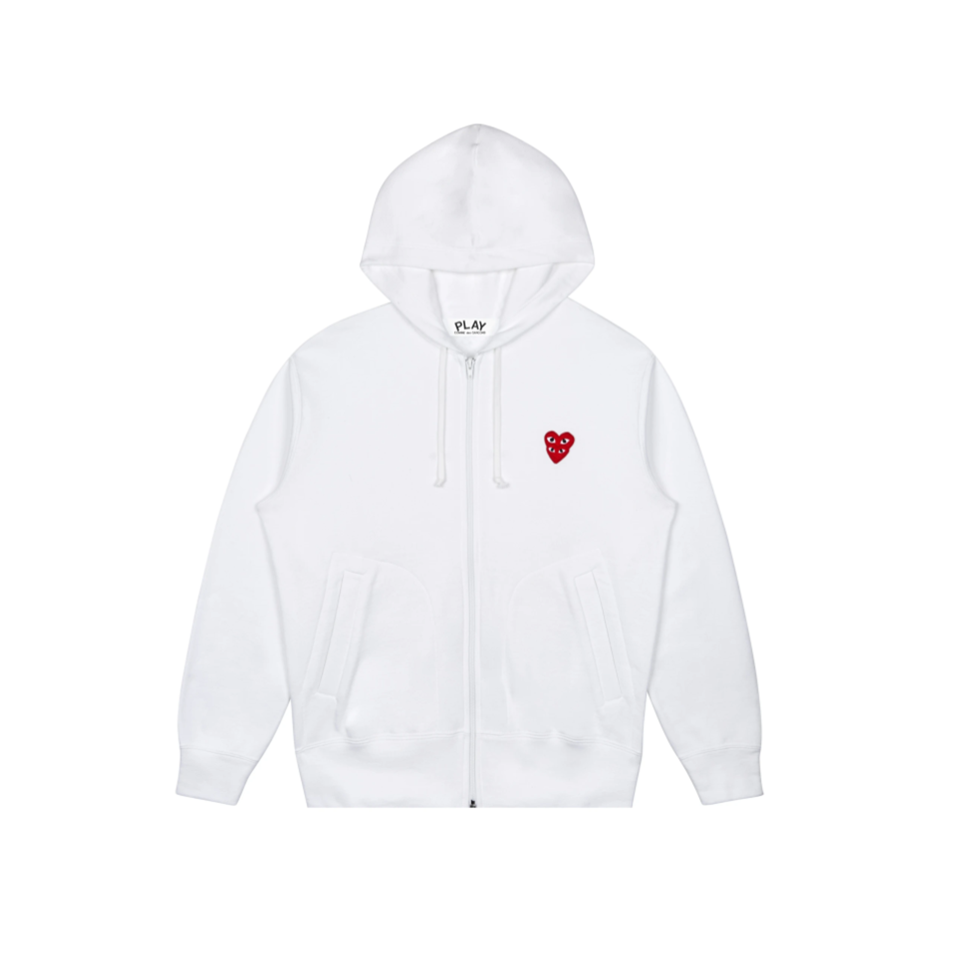 PLAY Comme Des Garcons Double Red Emblem Hoodie Women's (White)