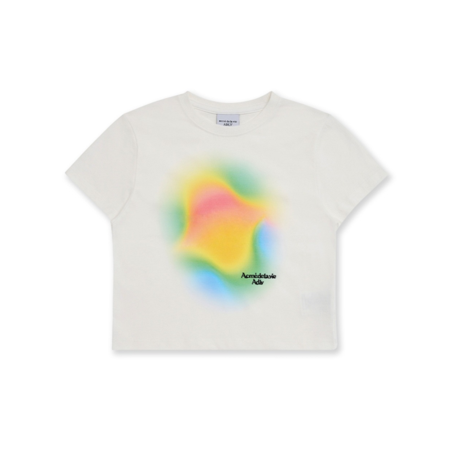 Acme De La Vie Rainbow Gradation Artwork Crop Top Short Sleeve T-shirt 'Cream'