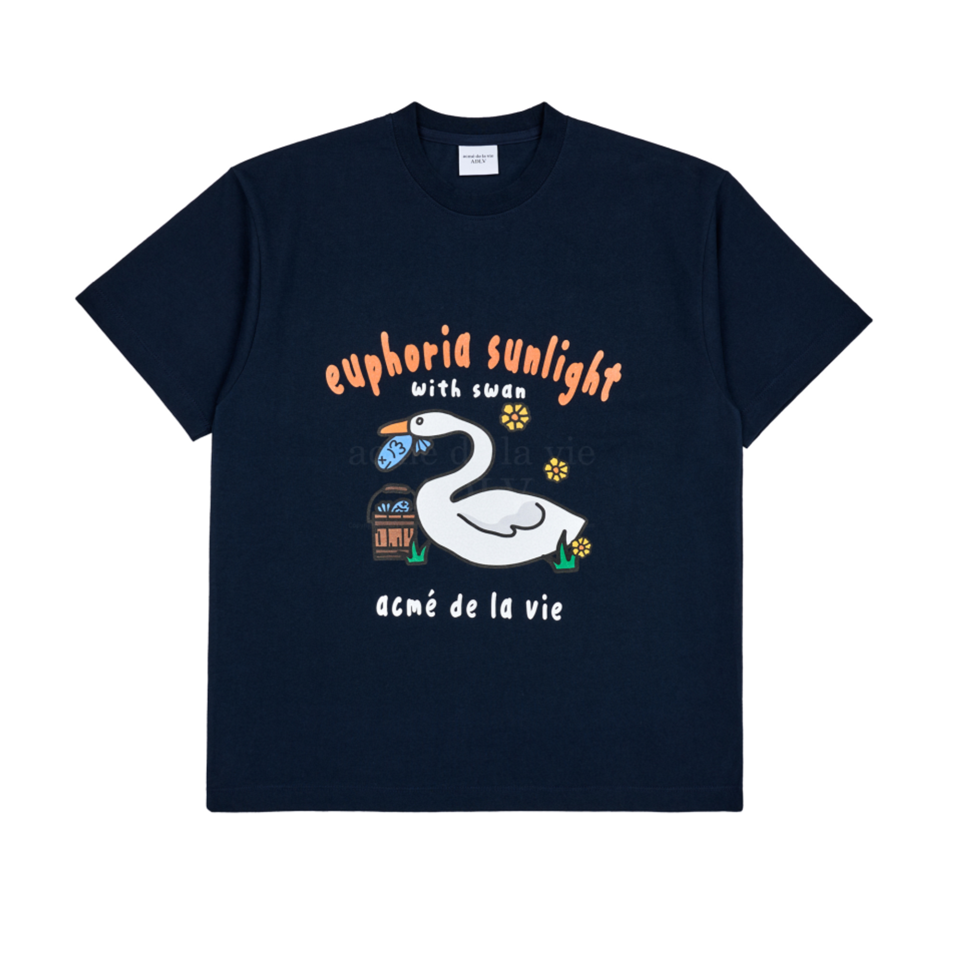 Acme De La Vie Fish Swan Short Sleeve T-Shirt 'Navy' 