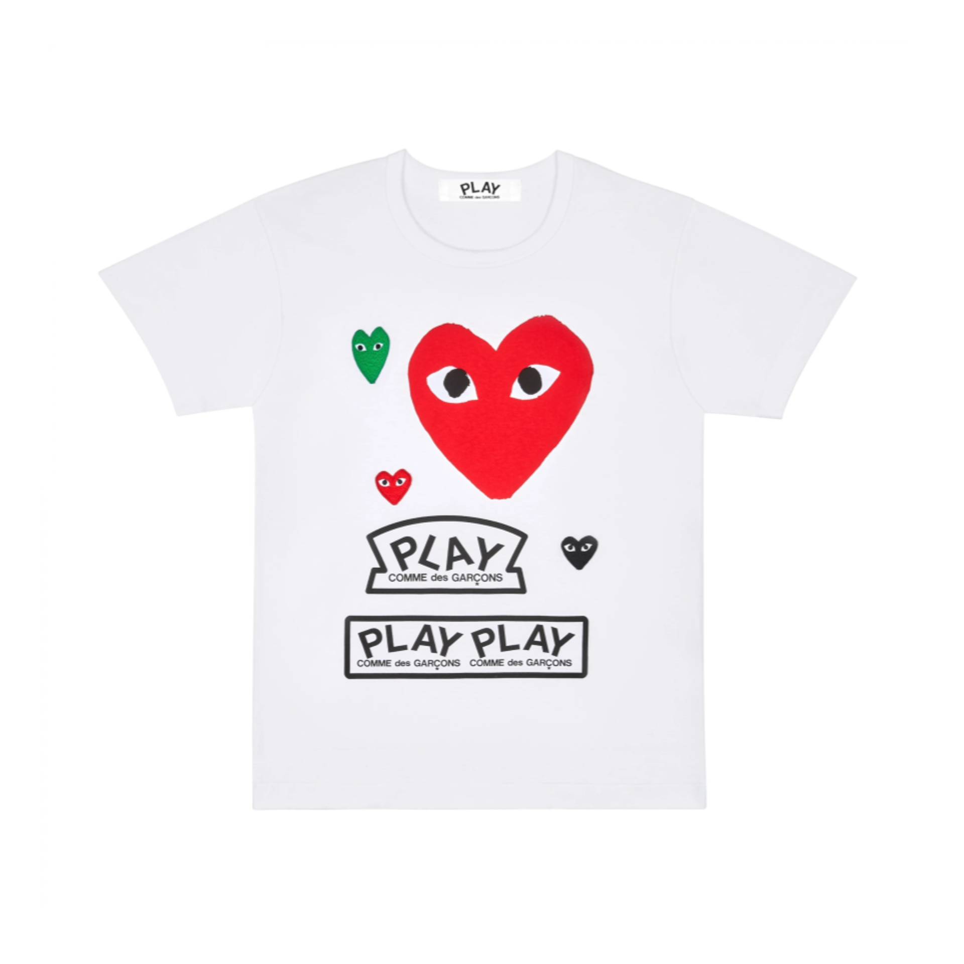 Play Comme Des Garcons Multi Logo Big Red Heart T-Shirt (White) Ladies'