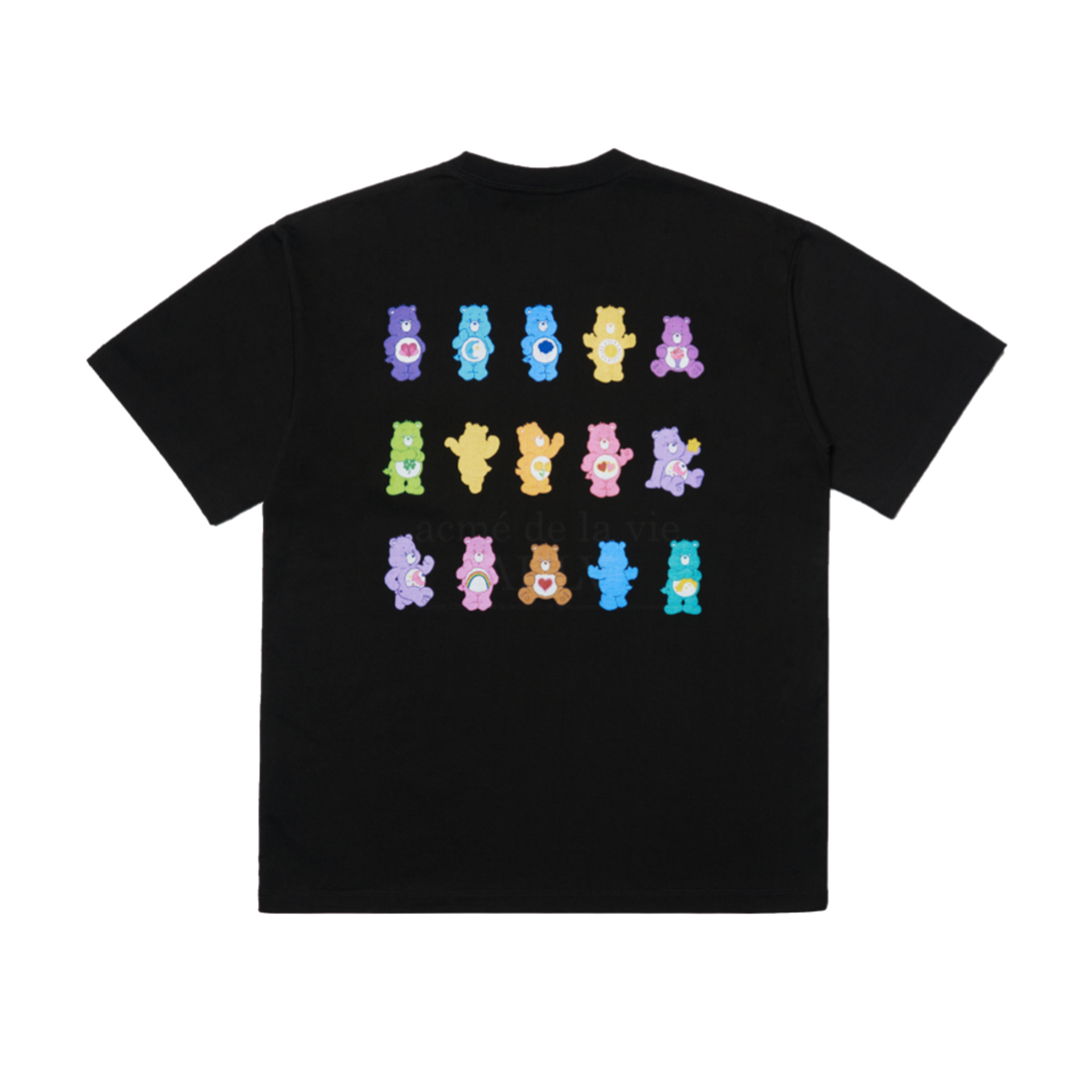 [Care Bears X Acme De La Vie] Colorful Care Bears Short Sleeve T-Shirts Black 