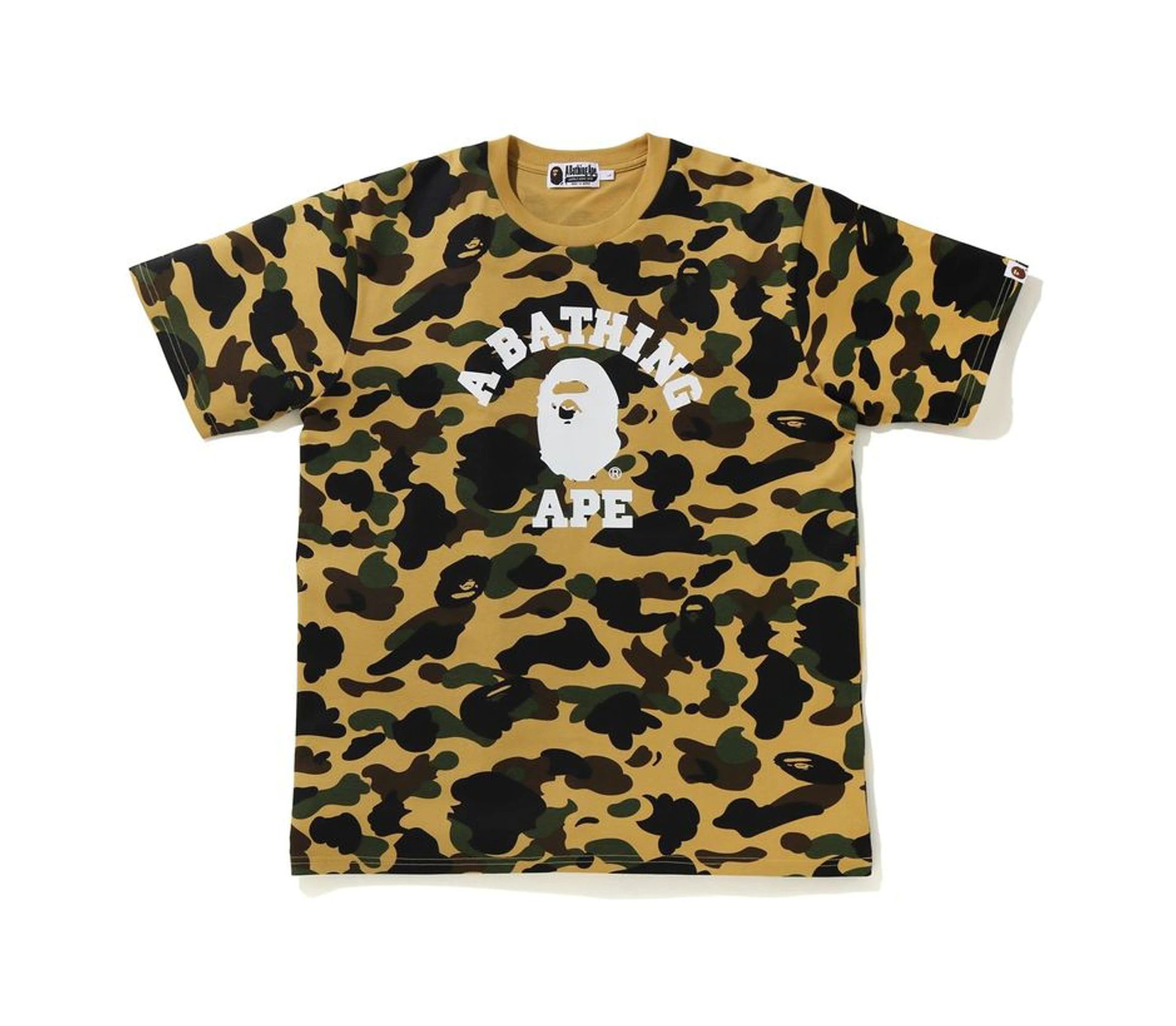 Bape College Wide Fit Tee 'Yellow Camo'