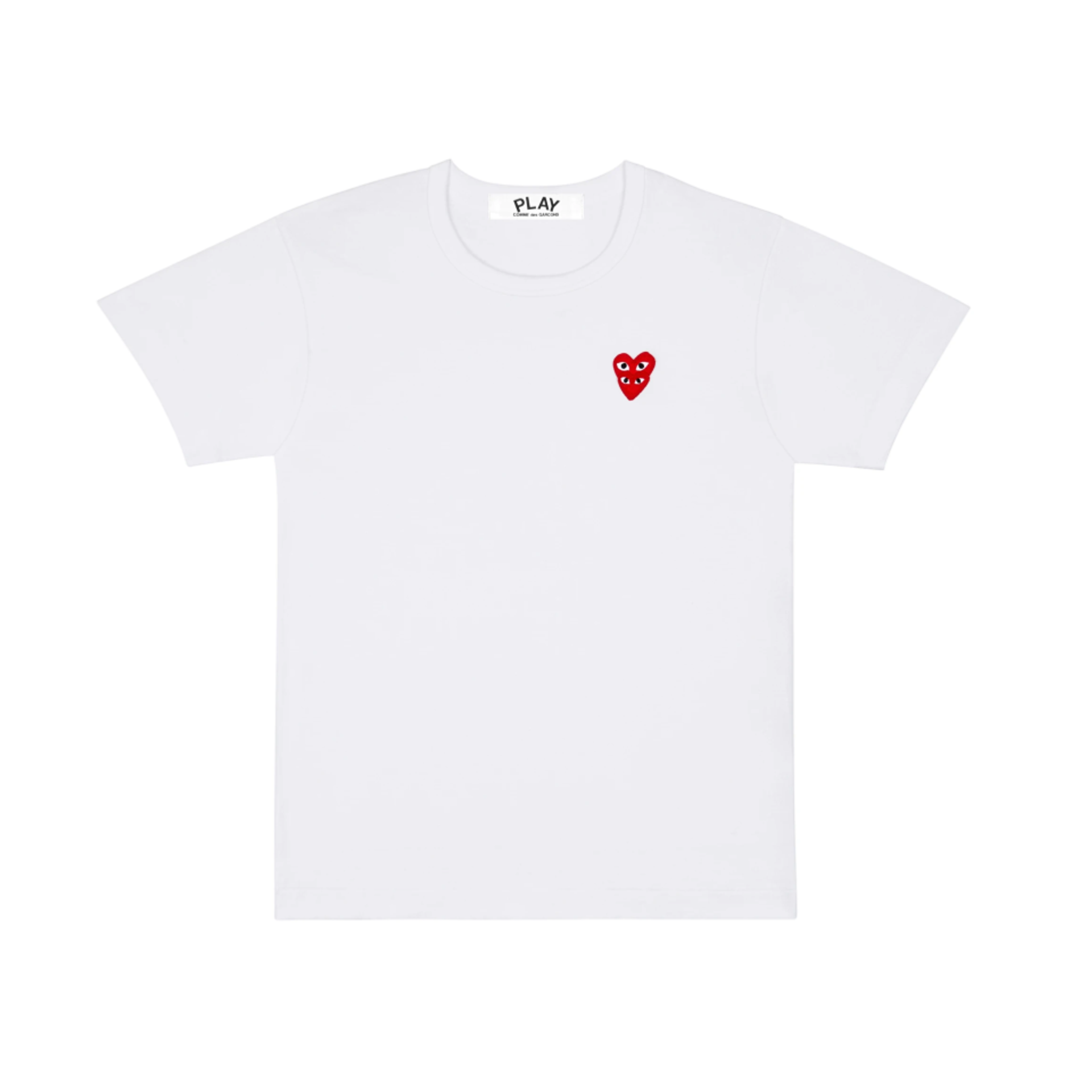 Play Comme Des Garcons Double Red Emblem T-Shirt White Ladies'
