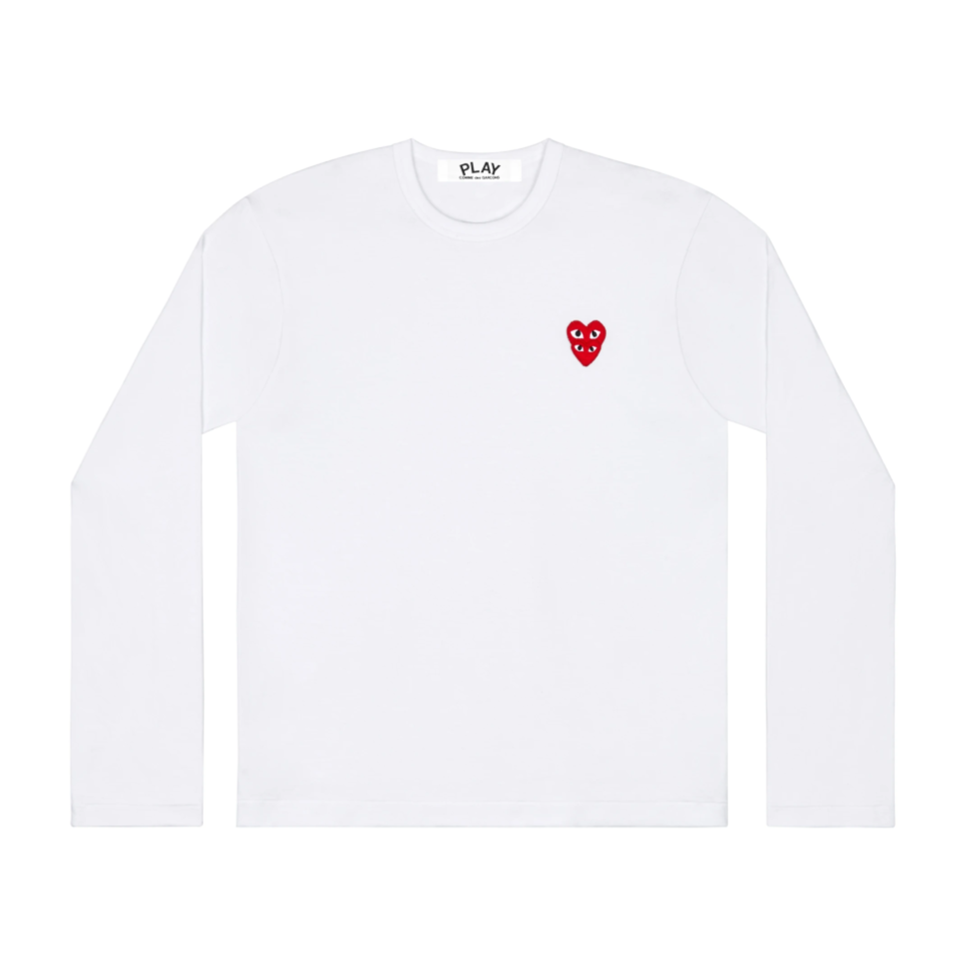 Play Comme Des Garcons Double Red Emblem LS T-Shirt White (Men's)