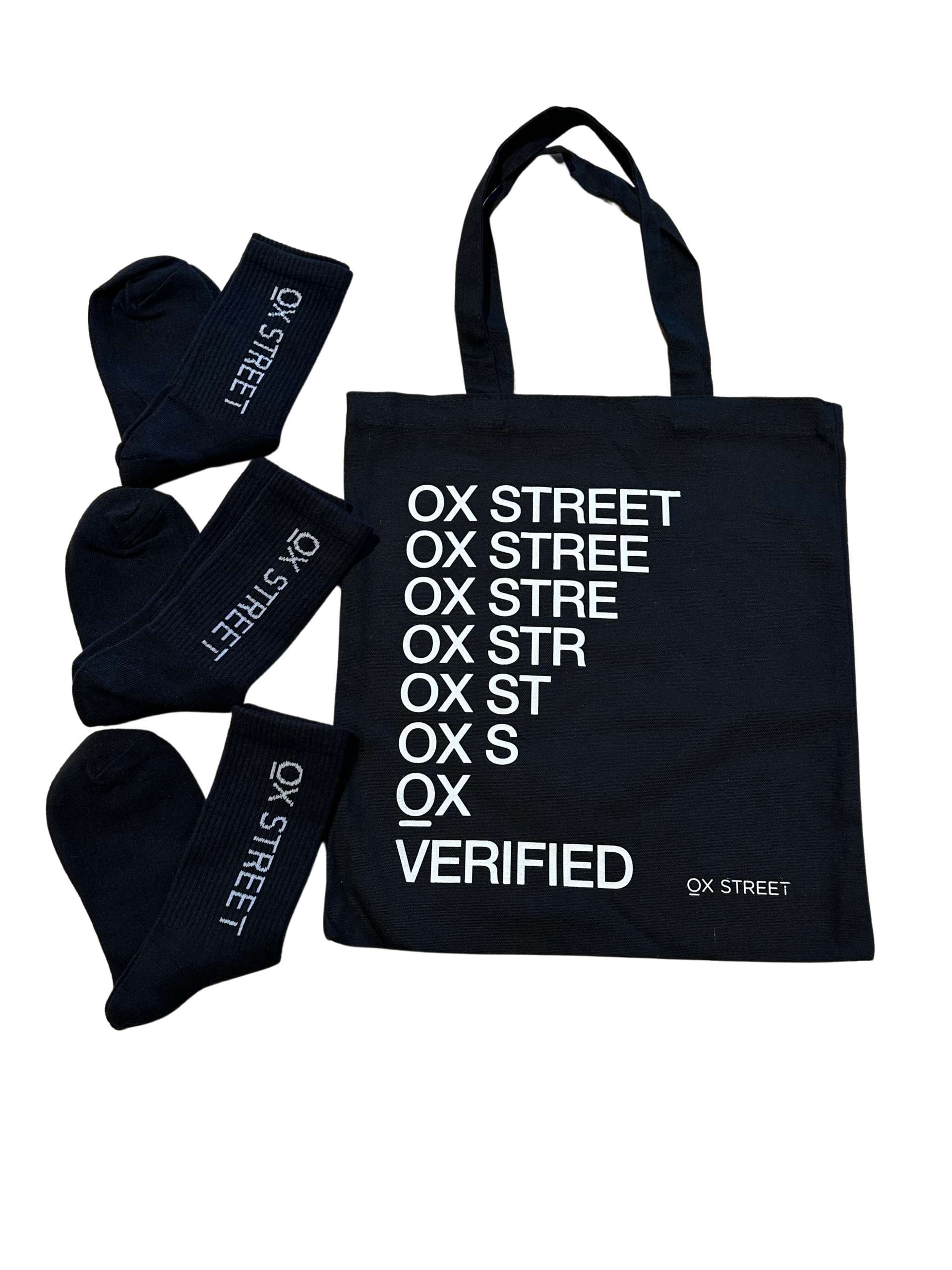 Ox Street Black Tote + Crow Black 3-Pack Socks